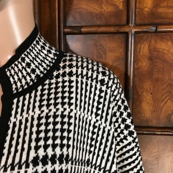 NWOT Kasper Wool Blend Tipped Houndstooth Plaid Mandarin Collar Cape - Picture 6 of 12